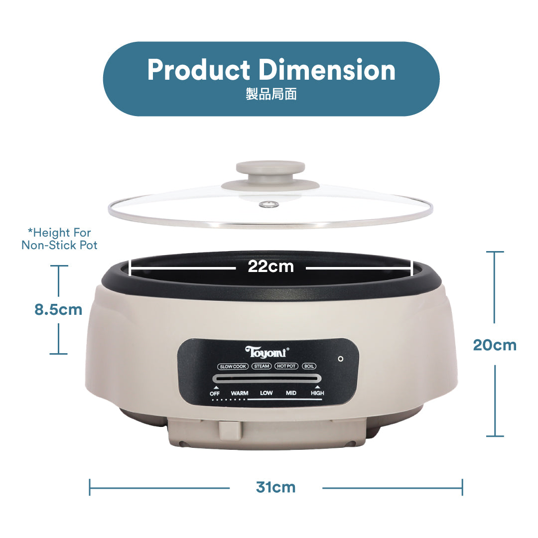 Toyomi 4.0L 4-in-1 Multi Cooker Steamboat Hot Pot MC 4646