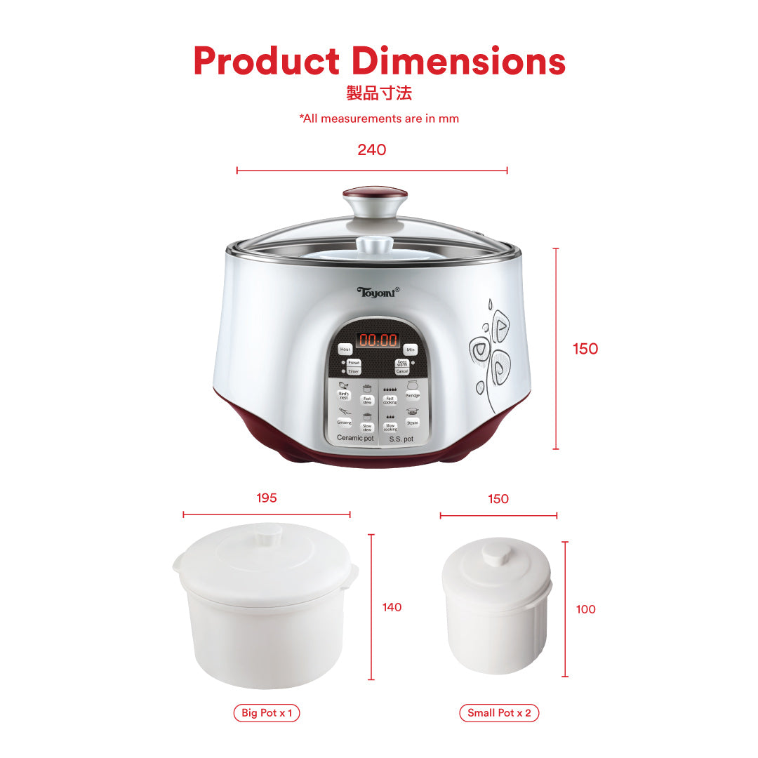 TOYOMI 2.2L Double Boiler Cooker SC 2288