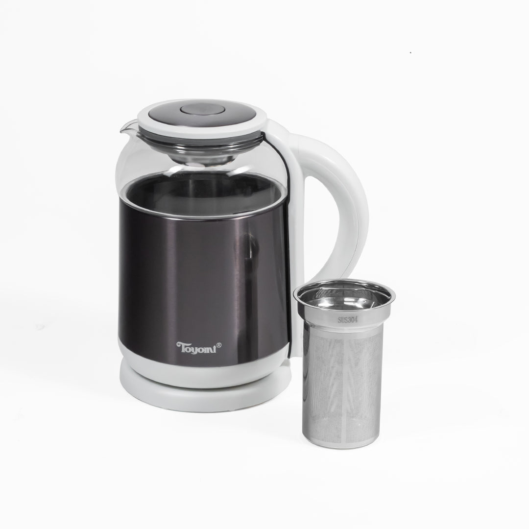TOYOMI 1.8L Electric Glass Kettle with SS Tea Infuser WK 3362