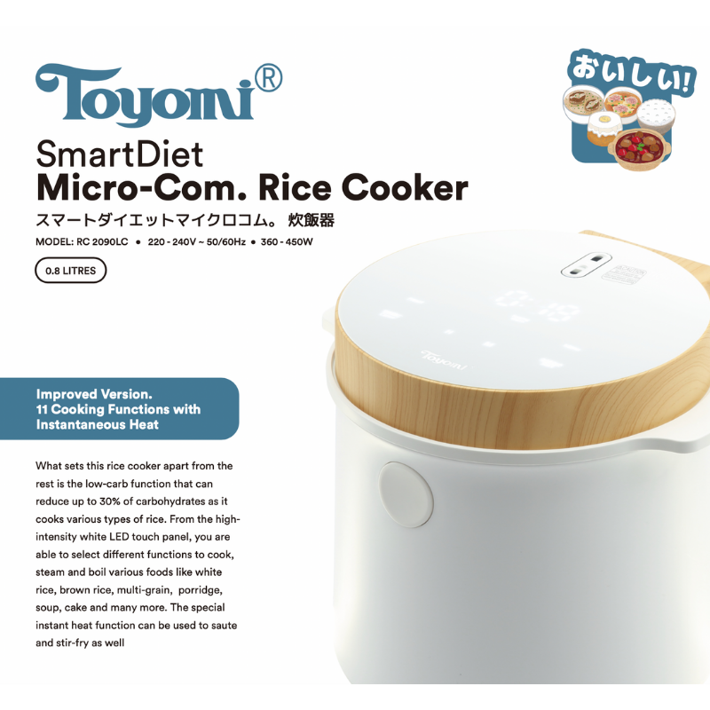 TOYOMI 0.8L SmartDiet Micro-Com. Rice Cooker RC 2090LC - TOYOMI