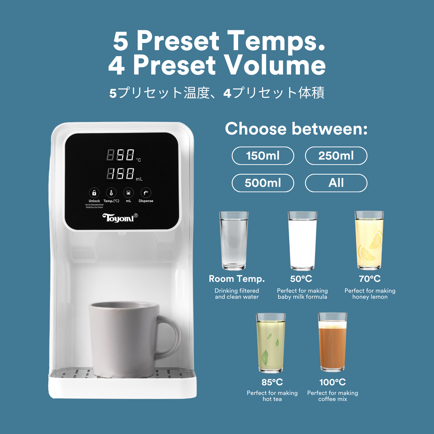 TOYOMI 4.5L Instant Boil Filtered Water Dispenser FB 8845F - TOYOMI