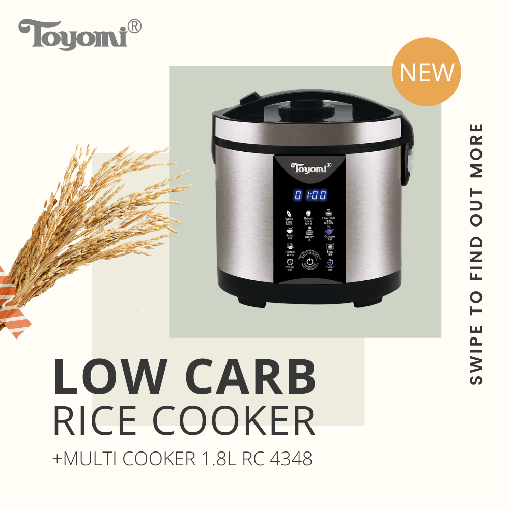 TOYOMI 1.8L Micro-com Low-Carb Stainless Steel Rice Cooker RC 4348SS - TOYOMI