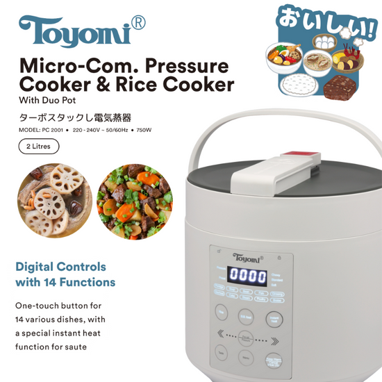 TOYOMI 2L Micro-com Pressure Cooker & Rice Cooker with Duo Pot PC 2001 - TOYOMI
