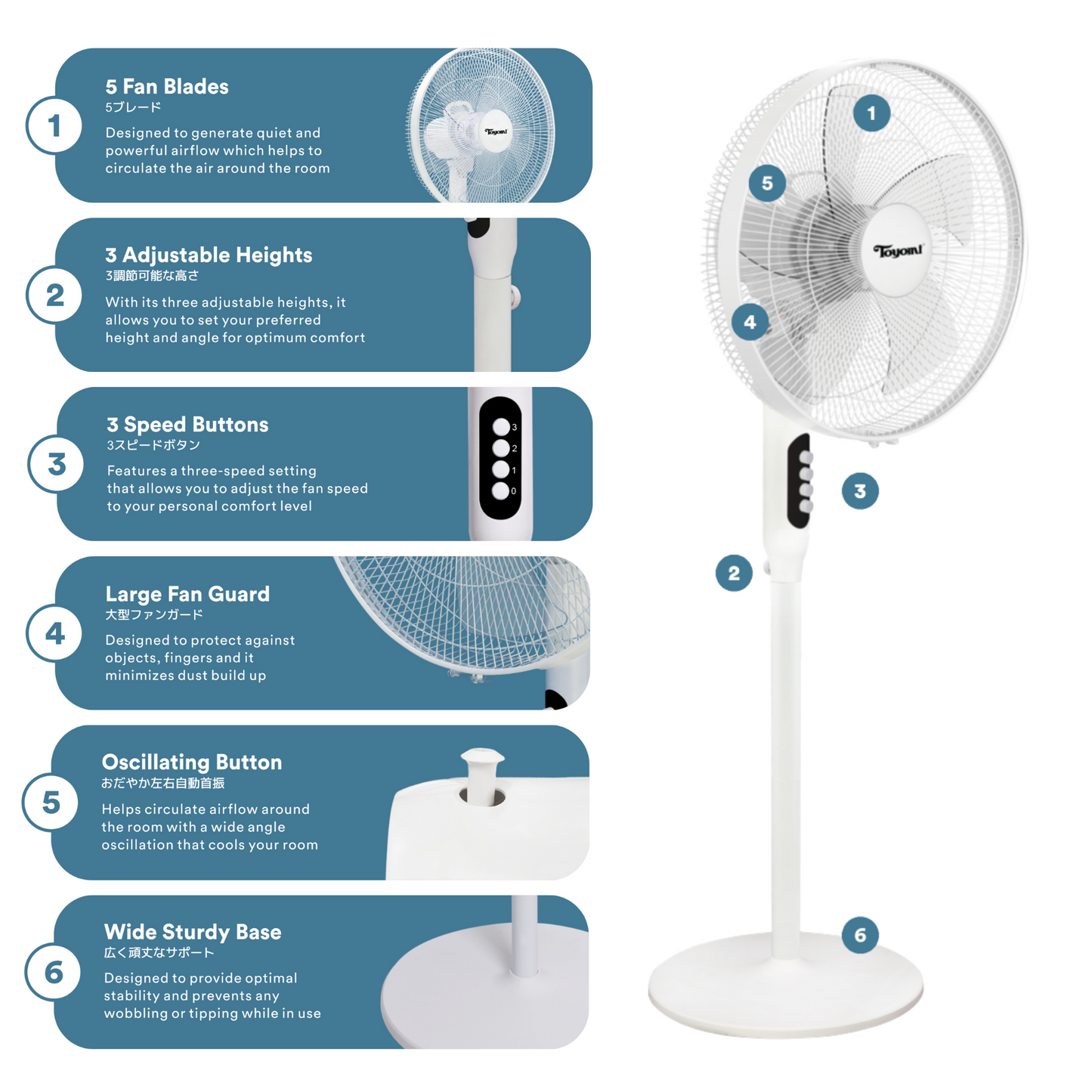 TOYOMI 16” 3-in-1 Adjustable Stand Fan FS 4076 - TOYOMI