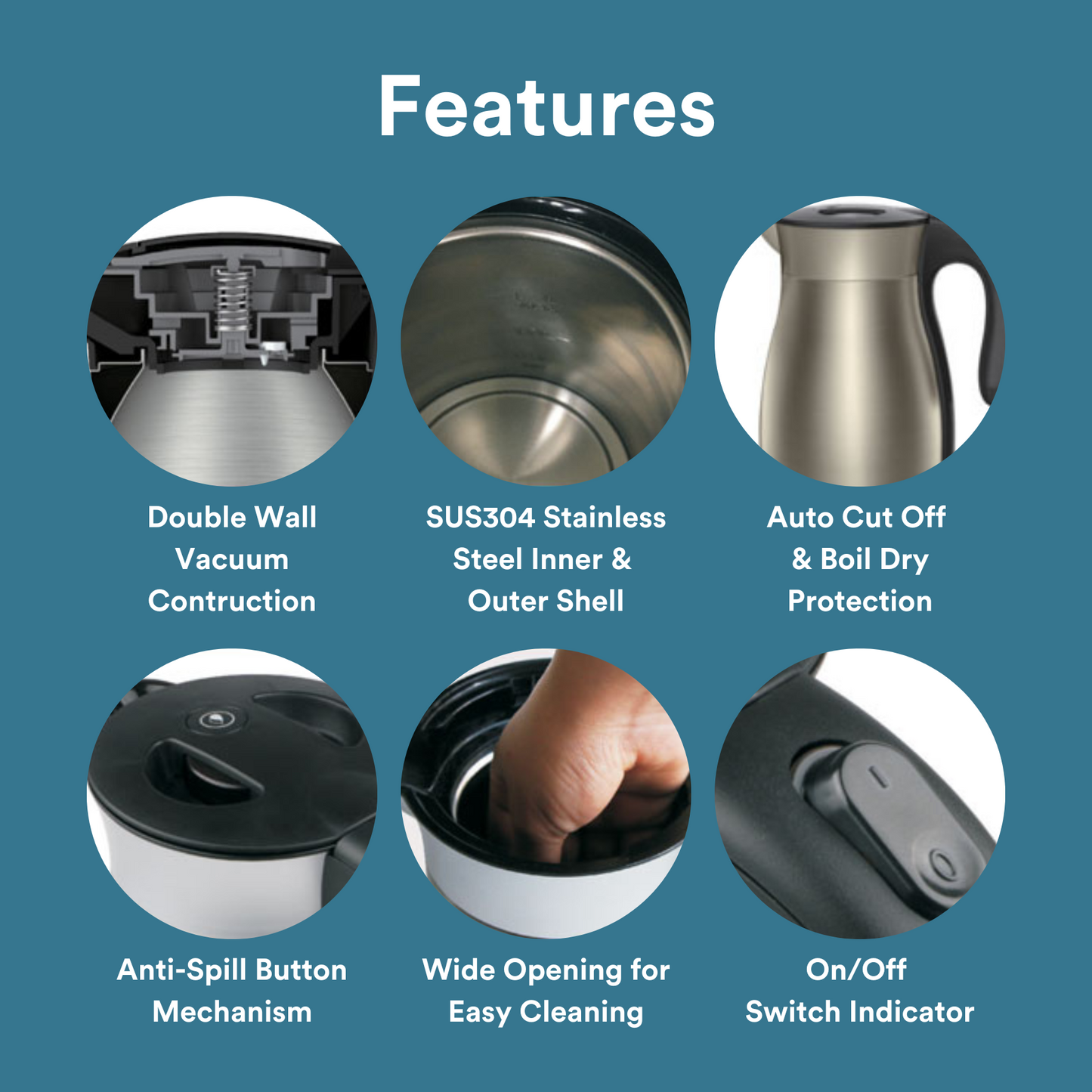 TOYOMI 1.7L 2-in-1 Heating and Warming Thermo Cordless Kettle WK 1789 - TOYOMI