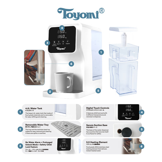 TOYOMI 4.5L Instant Boil Filtered Water Dispenser FB 8845F - TOYOMI