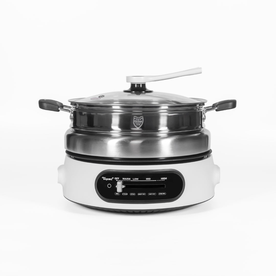 TOYOMI Stainless Steel Multi Cooker with Grill Pan 4.5L MC 6969SS - TOYOMI