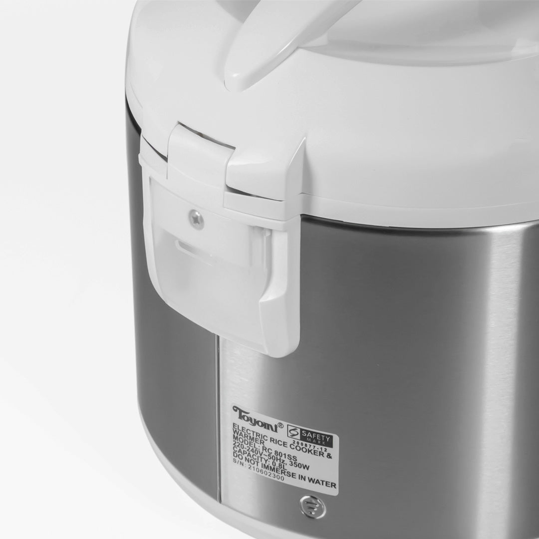 Toyomi 0.8L Electric Rice Cooker & Warmer with Stainless Steel Inner Pot RC 801SS - TOYOMI