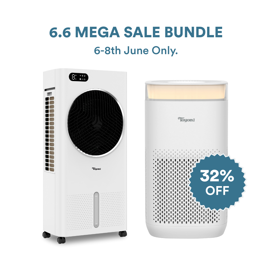 [6.6 SALE] TOYOMI Aurabreeze Air Cooler AC 8868 + Haloguard Max HEPA UV Air Purifier AP 7300IT Bundle