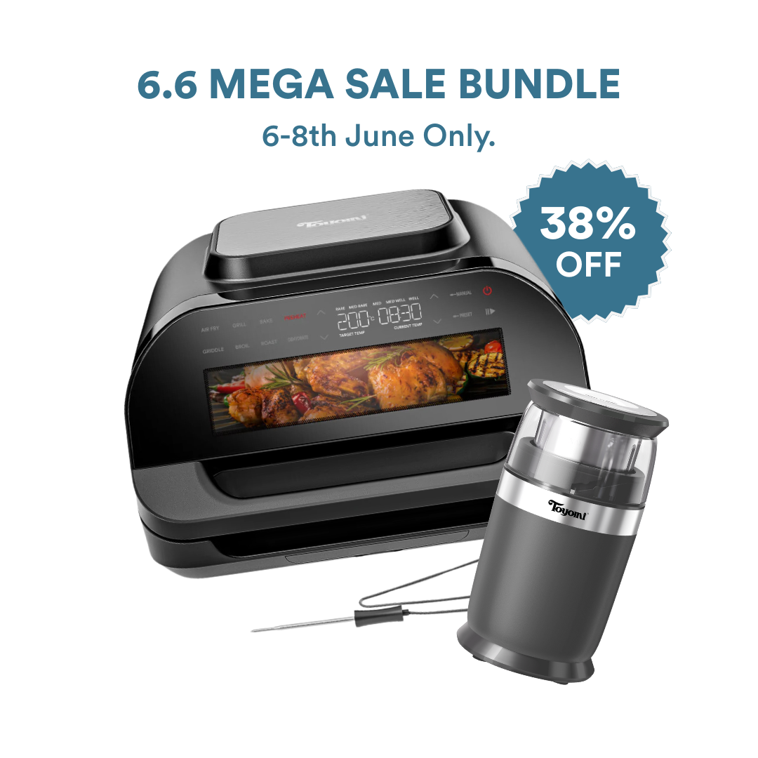 [6.6 SALE] TOYOMI UltiChef Smart Grill & Air Fryer AFG 7979 + Wet & Dry Grinder EG 775 Bundle