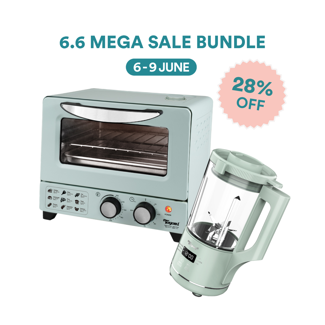 [6.6 MEGA SALE] TOYOMI 12L Rapid Air Fryer + Steam Oven AFO 1266ST/1277ST & Compact Blend & Snack Cooking Blender BLC 9203 Bundle