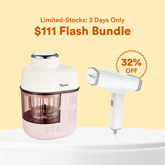 [11.11 Sale] TOYOMI NourishMix All-In-One Baby Food Maker BBF 7003 + Portable Travel Clothes & Garment Steamer GS 520 Bundle