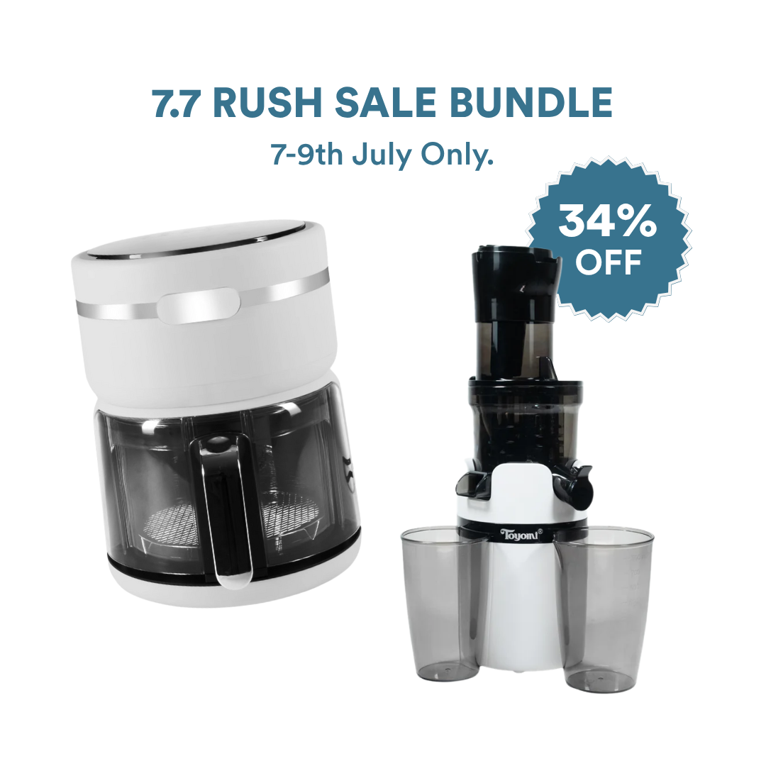 [7.7 SALE] TOYOMI Cold Press Masticating Slow Juicer SJ 9000 + 3.5L ClearView Air Fryer AFG 7126 Bundle