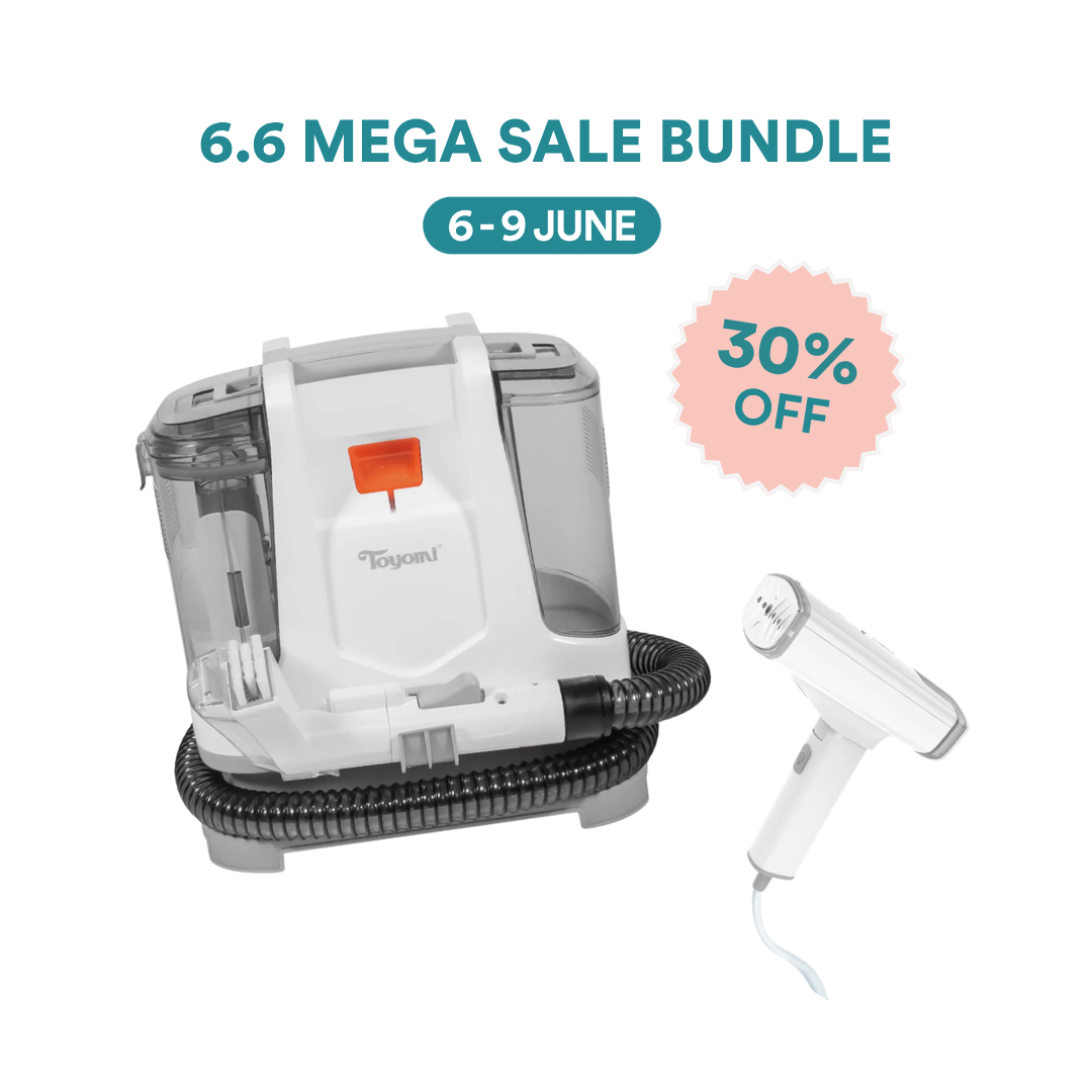 [6.6 MEGA SALE] TOYOMI Spot & Stain Deep Cleaner VC 7336WD + Portable Travel Clothes & Garment Steamer GS 520 Bundle