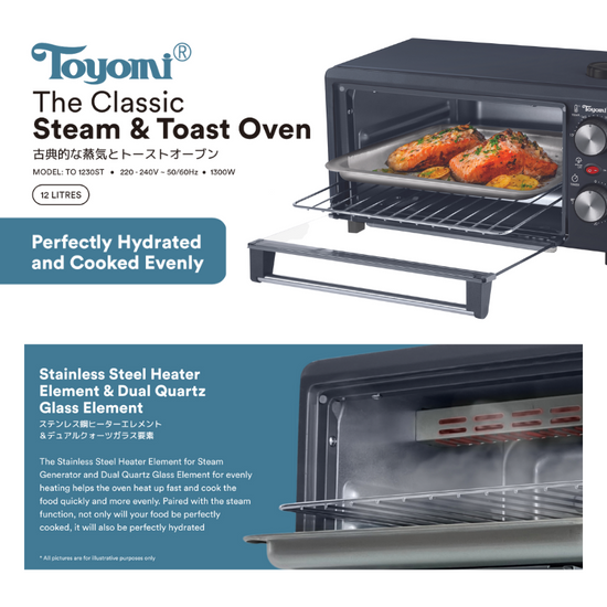 Load image into Gallery viewer, Toyomi 12L Classic Toast &amp;amp; Steam Oven TO 1230ST - TOYOMI
